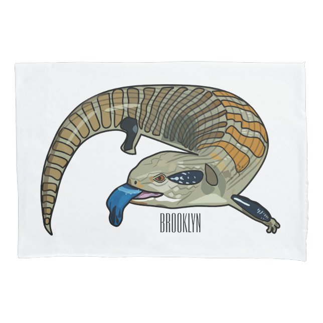 Blue-tongued skink cartoon illustration pillowcase (Front)