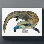 Blue-tongued skink cartoon illustration plaque<br><div class="desc">Blue-tongued skink cartoon illustration</div>