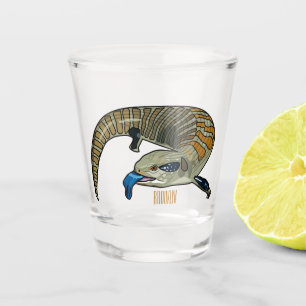 Blue-tongued skink cartoon illustration shot glass