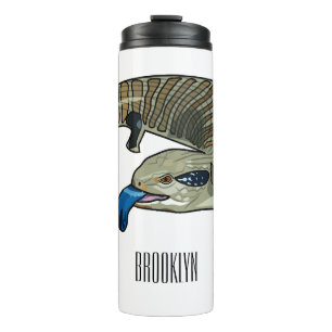 Blue-tongued skink cartoon illustration thermal tumbler