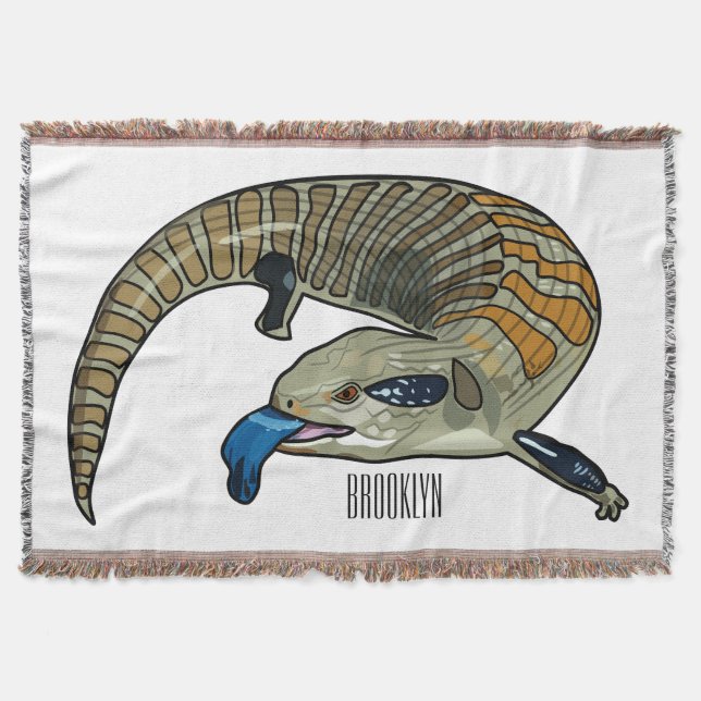 Blue-tongued skink cartoon illustration throw blanket (Front)