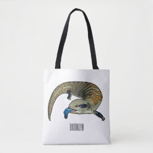 Blue-tongued skink cartoon illustration tote bag
