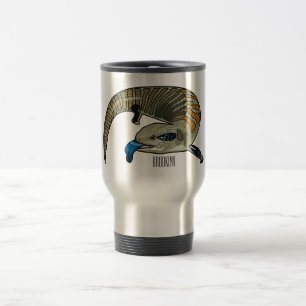 Blue-tongued skink cartoon illustration travel mug