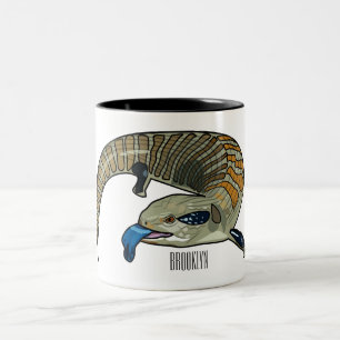Blue-tongued skink cartoon illustration Two-Tone coffee mug