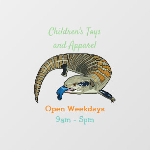 Blue-tongued skink cartoon illustration window cling