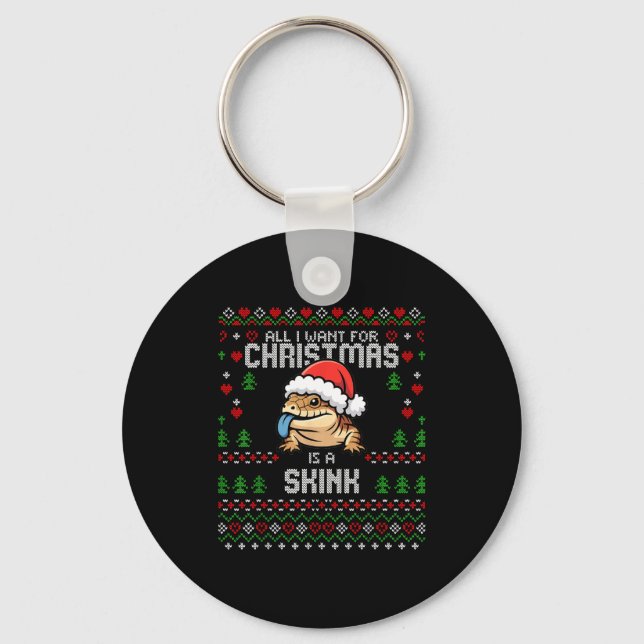 Blue Tongued Skink Christmas Ugly Xmas Sweater Her Key Ring (Front)