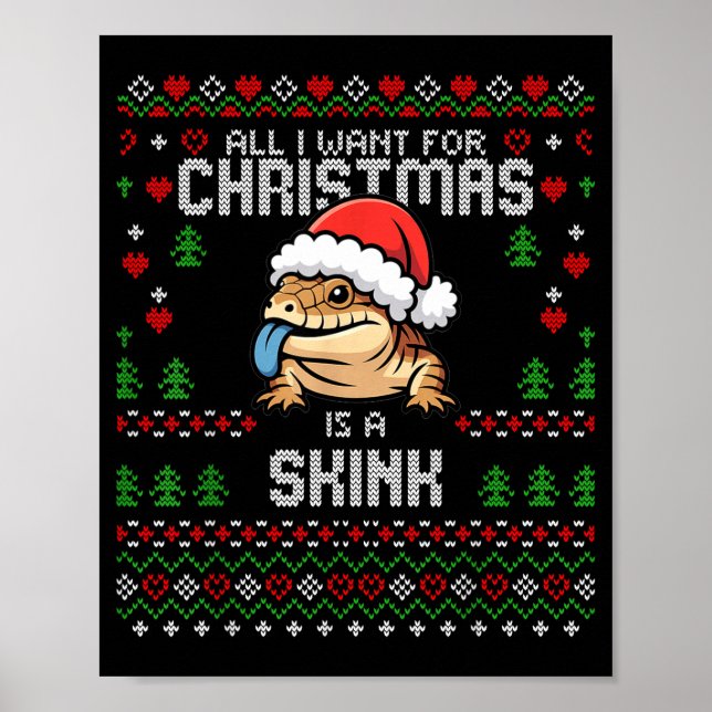 Blue Tongued Skink Christmas Ugly Xmas Sweater Her Poster (Front)
