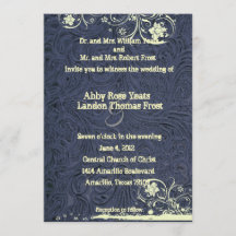 Blue Tooled Leather and Cream Lace Wedding