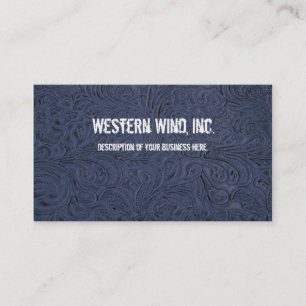 Blue Tooled Leather Business Card