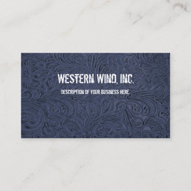 Blue Tooled Leather Business Card (Front)