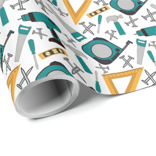 Blue Tools Wrapping Paper