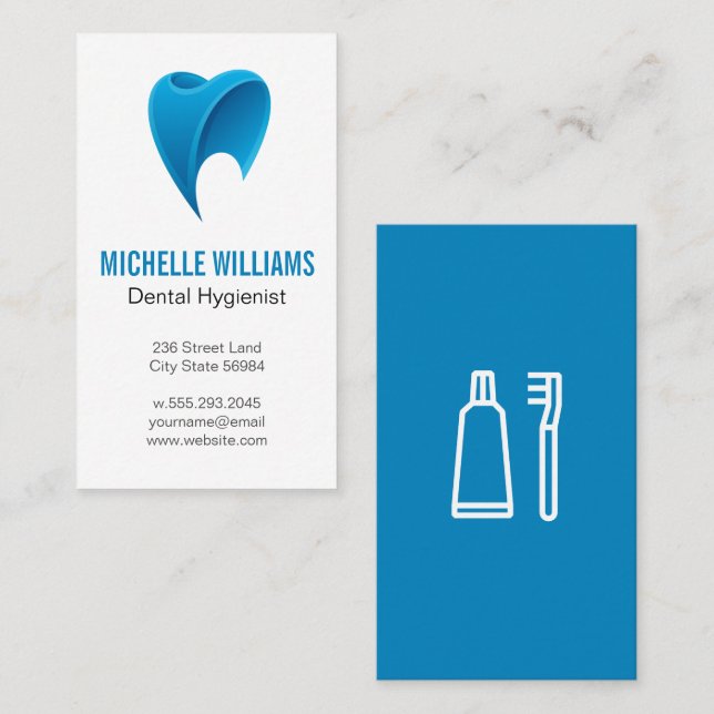 Blue Tooth Logo | Dentistry Business Card (Front/Back)