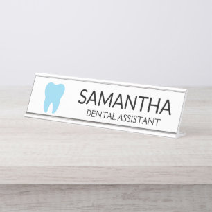 Blue tooth modern minimal dentist dental desk name plate