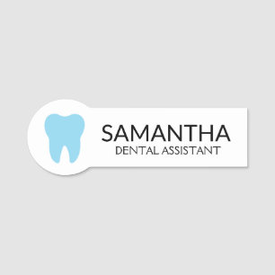 Blue tooth modern minimal dentist dental name tag