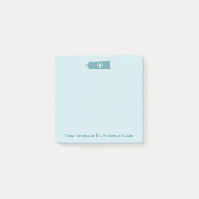 Blue Toothpaste Tube Dental Messages Post-it Notes (Front)