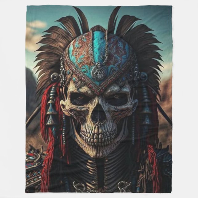 BLUE TOP SKULL FLEECE BLANKET (Front)