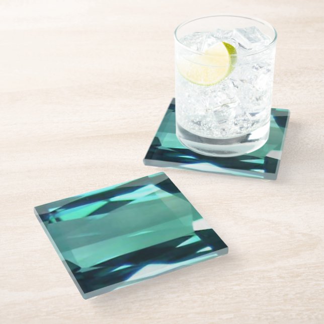 Blue Topaz 4 Glass Coaster (Angled)