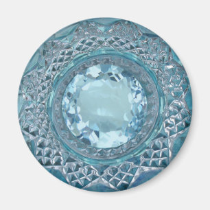 Blue Topaz and Cut Glass Magnet