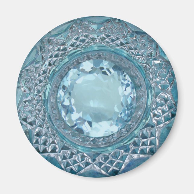 Blue Topaz and Cut Glass Magnet (Front)
