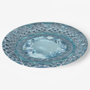 Blue Topaz and Cut Glass Paper Plate