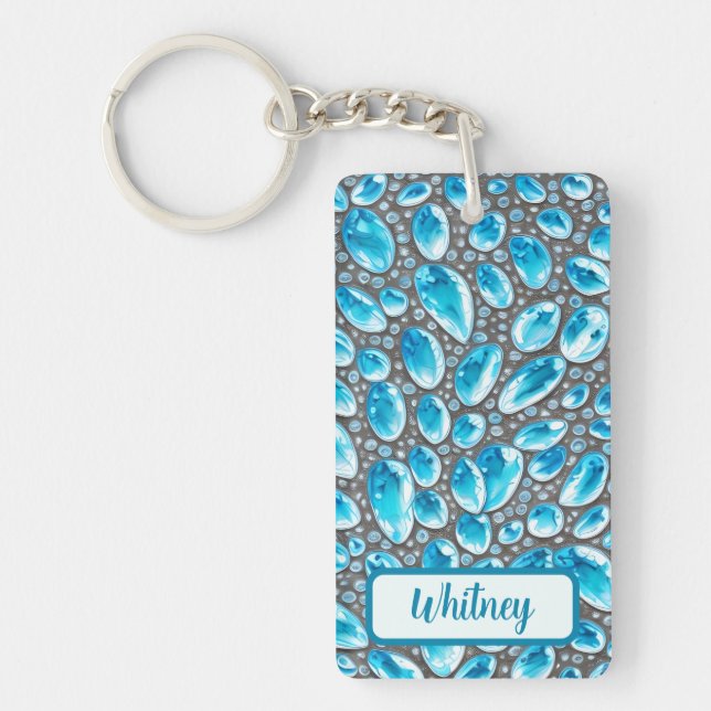 Blue Topaz and Silver Inspired Keychain (06) (Front)