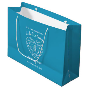 Blue topaz Anniversary 4 years personalised Large Gift Bag