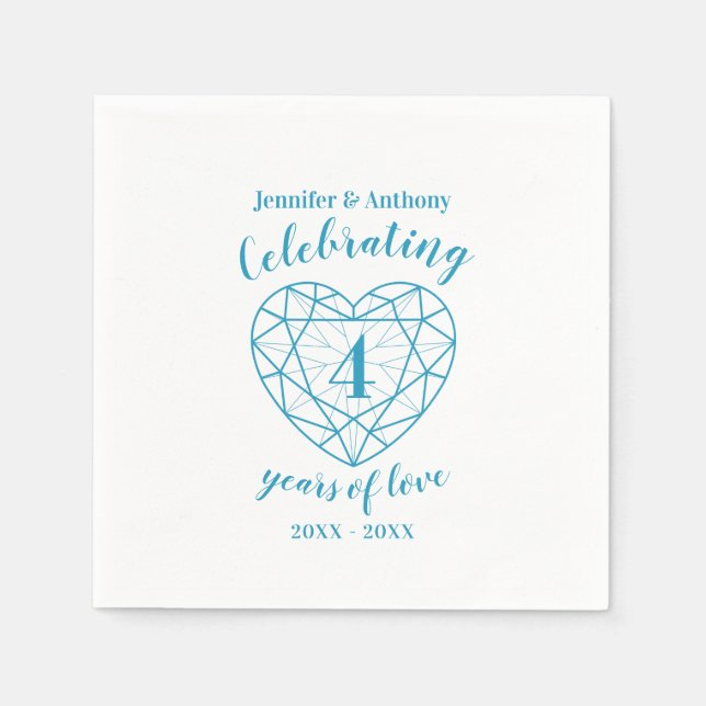 Blue topaz anniversary 4 years white blue custom napkin (Front)