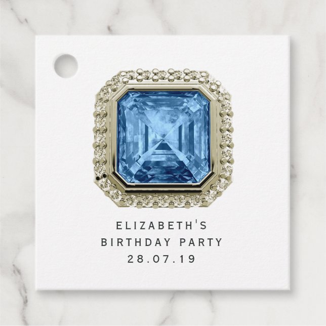 Blue Topaz December Birthstone Favour Tags (Front)
