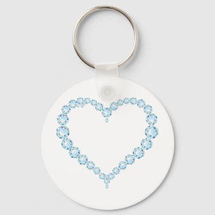 Blue Topaz Gem Heart Key Ring