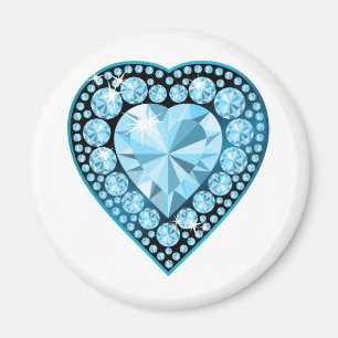 Blue Topaz Gem Heart Magnet