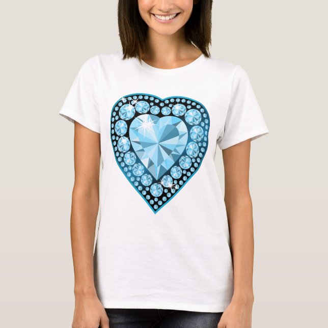 Blue Topaz Gem Heart T-Shirt (Front)