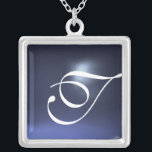 Blue Topaz Gem  Monogram Silver Plated Necklace<br><div class="desc">Elegant and unique design  with gemstone. Very accurated nurbs modelling and rendering in 3D Studio Max by Bulgan Lumini .Part from series Hyper Talismans.</div>