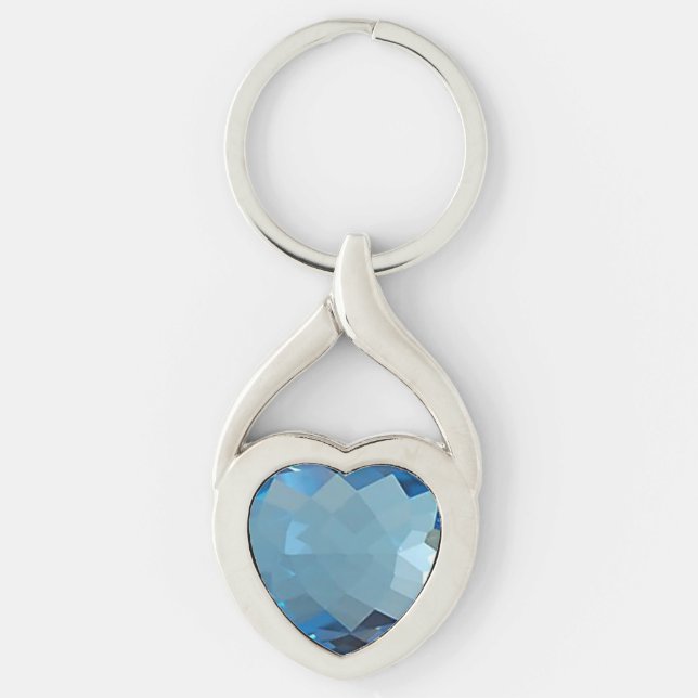 Blue Topaz Heart Key Ring (Front)