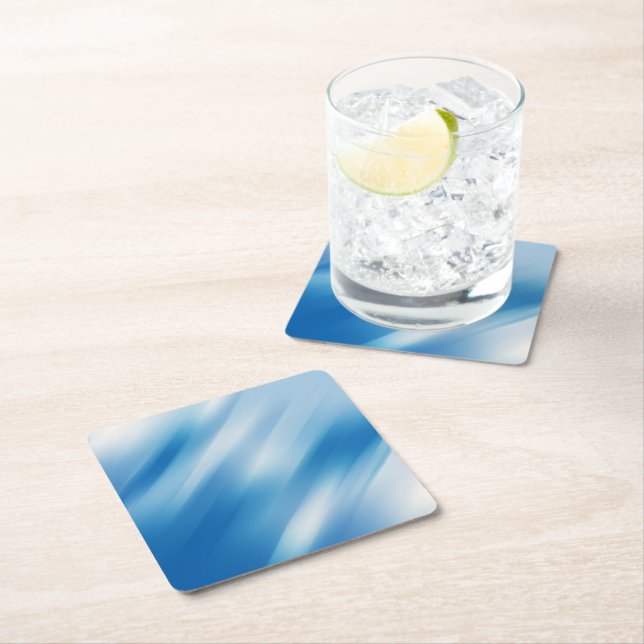Blue topaz square paper coaster (Insitu)
