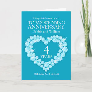Blue Topaz wedding anniversary name details card