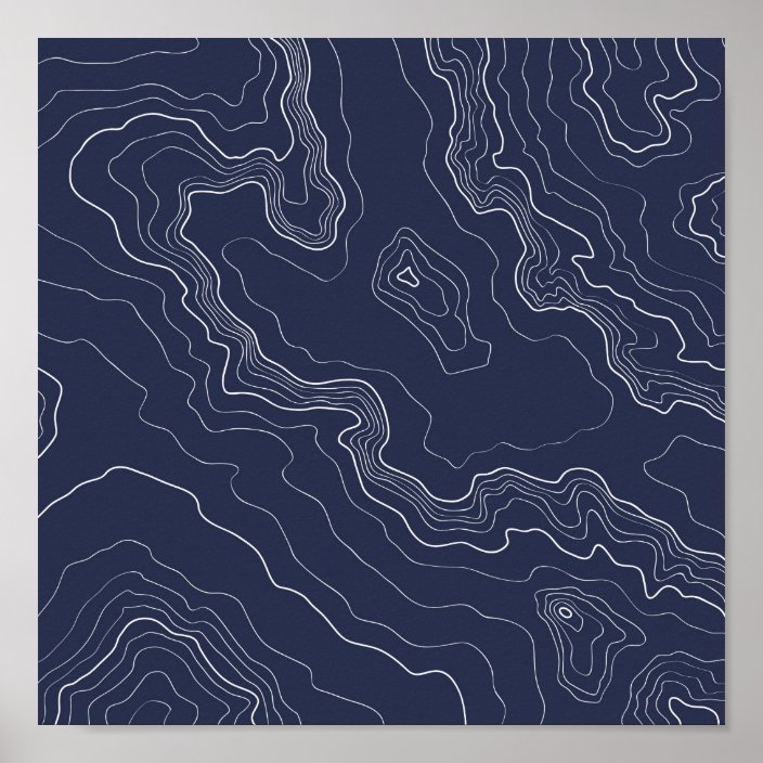 Blue topography map poster | Zazzle.co.uk