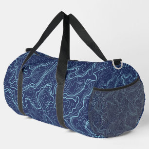 Blue Topography Pattern Duffle Bag