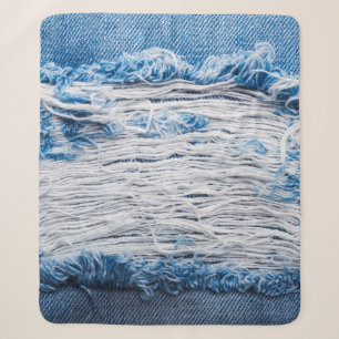 Blue torn denim jeans texture with space for text sherpa blanket