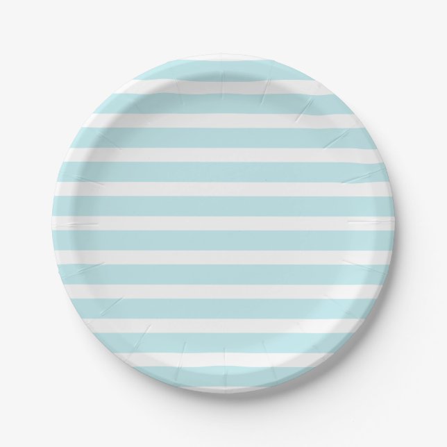 Blue Tosca and white stripes  Paper Plate (Front)