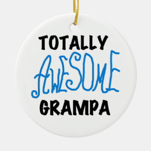 Blue Totally Awesome Grampa T-shirts and Gifts Ceramic Tree Decoration