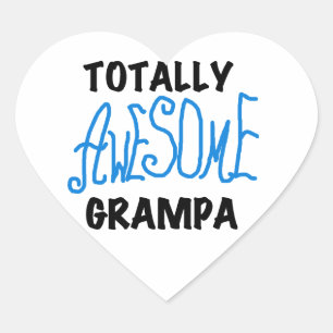 Blue Totally Awesome Grampa T-shirts and Gifts Heart Sticker