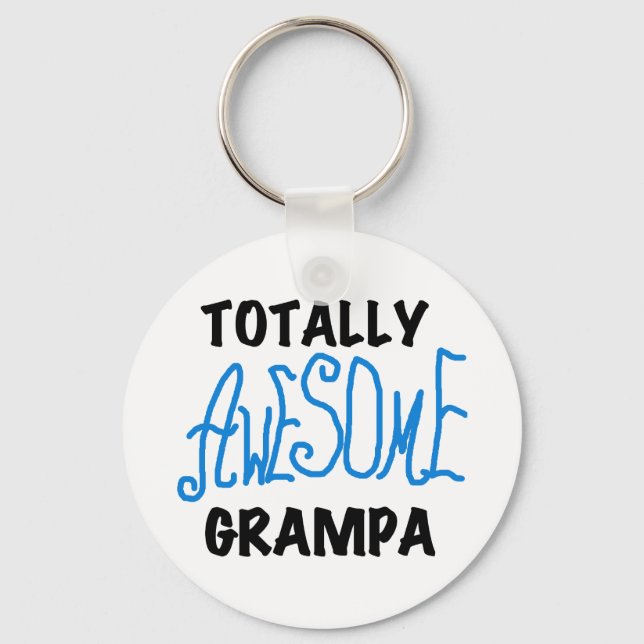 Blue Totally Awesome Grampa T-shirts and Gifts Key Ring (Front)