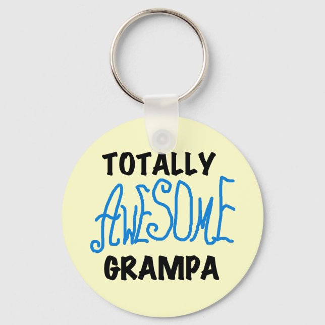 Blue Totally Awesome Grampa T-shirts and Gifts Key Ring (Front)