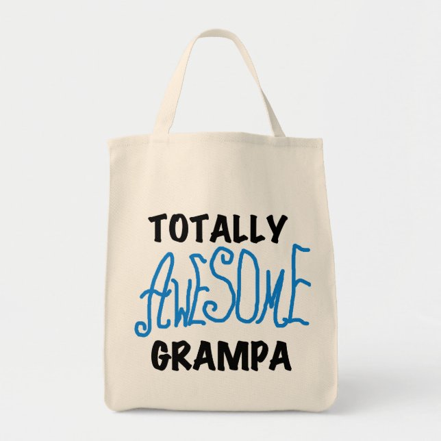 Blue Totally Awesome Grampa T-shirts and Gifts Tote Bag (Front)