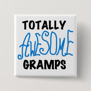 Blue Totally Awesome Gramps T-shirts and Gifts 15 Cm Square Badge