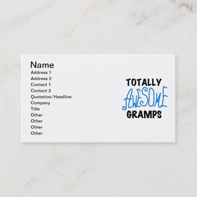 Blue Totally Awesome Gramps T-shirts and Gifts Business Card (Front)