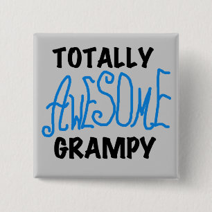 Blue Totally Awesome Grampy Tshirts and Gifts 15 Cm Square Badge