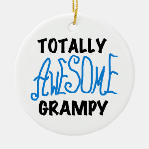 Blue Totally Awesome Grampy Tshirts and Gifts Ceramic Tree Decoration