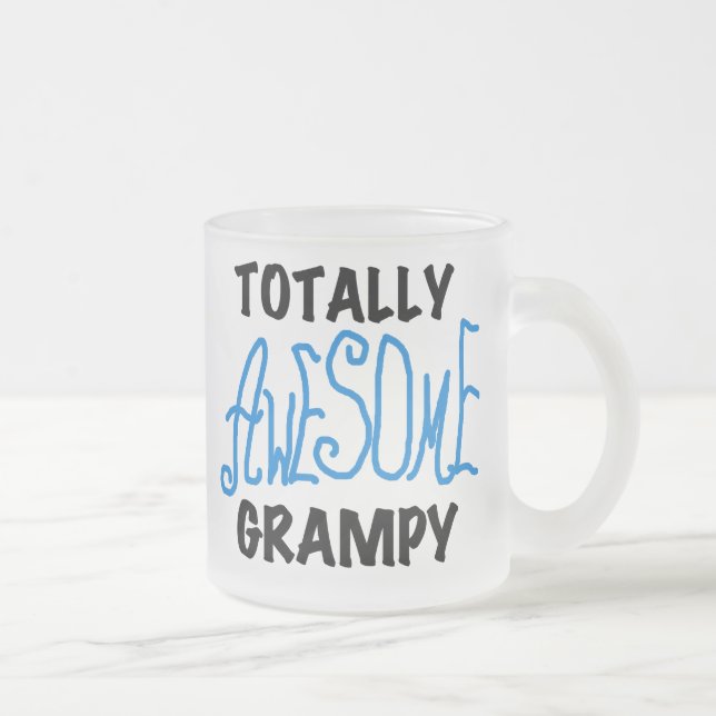 Blue Totally Awesome Grampy Tshirts and Gifts Frosted Glass Coffee Mug (Right)