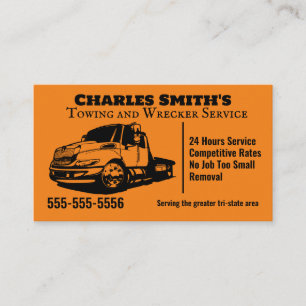 Blue Tow Truck Wrecker Business Card